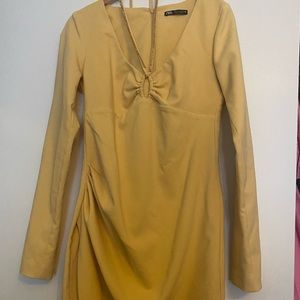 Yellow embellished strap Zara dress
